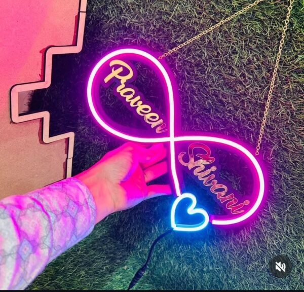 Infinity Neon LED With Golden Effect Name