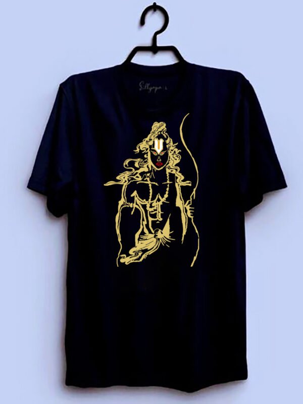 JAI SHRI RAM T-Shirt Black with golden reflective print with free sticker