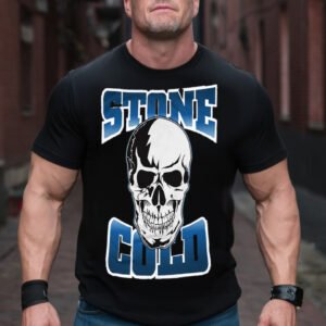 Stone Cold Skull Graphic T-Shirt, Black Cotton, Wrestling Theme
